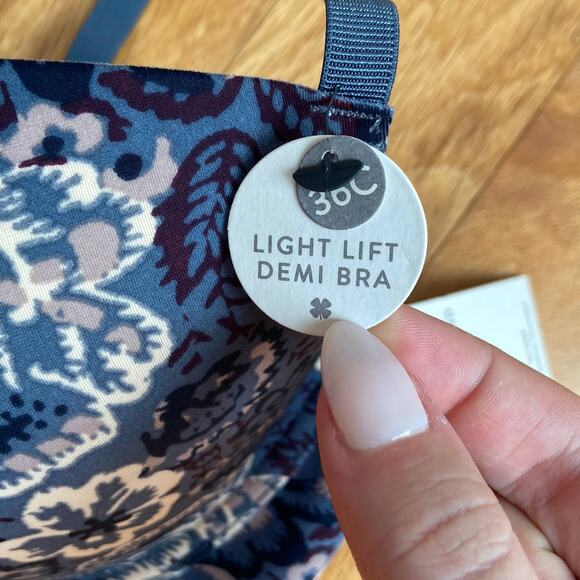 NEW Lucky Brand Light Lift Demi Bra 36C Underwire Blue Floral - Picture 7 of 7